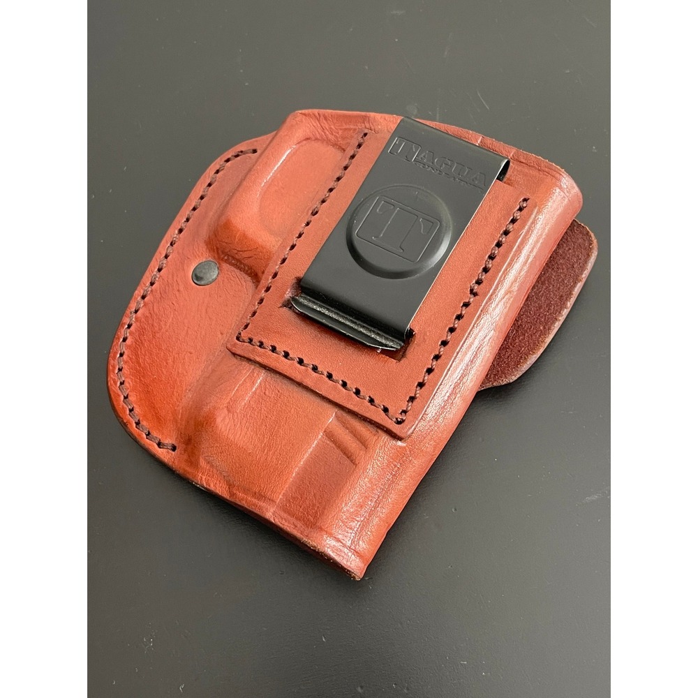 00688 Tagua Gun Holster Leather Brown Belt Clip Concealed Carry OWB PreOwned - Picture 5 of 5